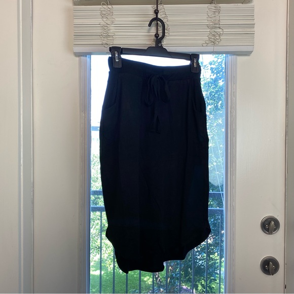 Zenana Corpcore Tie Tulip Hem Black Pockets Office Length Contemporary Skirt - Picture 5 of 7